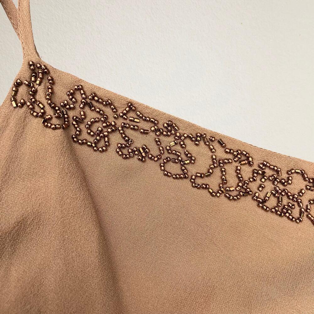 Vintage 90s brown beaded silk ruffle dress, bohemian boho chic Y2K fairycore - Picture 3 of 14